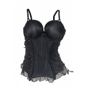 Victorias Secret Sexy Little Things Black Mesh Lace Corset Bustier 36D Garter